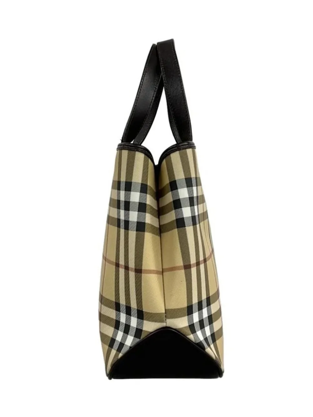 Burberry LONDON Beige Dark Brown Multi PVC Leather Unisex Tote Bag - Picture 2 of 11